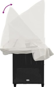 vidaXL Leżanka z zadaszeniem i poduszkami, czarna, polirattan 8