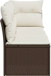 vidaXL Sofa ogrodowa z poduszkami, 3-osobowa, brązowa, polirattan 5