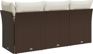 vidaXL Sofa ogrodowa z poduszkami, 3-osobowa, brązowa, polirattan 6