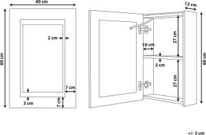 Beliani Szafka łazienkowa wisząca z lustrem LED 40 x 60 cm czarna MALASPINA 8
