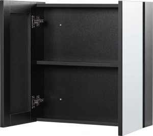 Beliani Szafka łazienkowa wisząca z lustrem 60 x 60 cm czarna NAVARRA 4