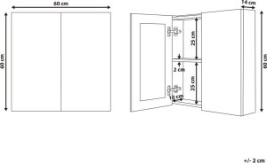Beliani Szafka łazienkowa wisząca z lustrem 60 x 60 cm czarna NAVARRA 7
