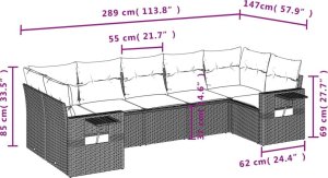 vidaXL 7-cz. zestaw wypoczynkowy do ogrodu, z poduszkami, brązowy 8