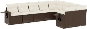 vidaXL 9-cz. zestaw mebli ogrodowych z poduszkami, brązowy, polirattan 2