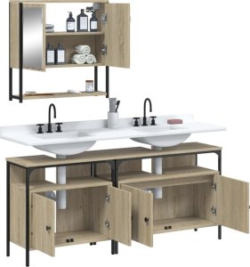 vidaXL vidaXL 3-cz. zestaw mebli łazienkowych, kolor dąb sonoma 4