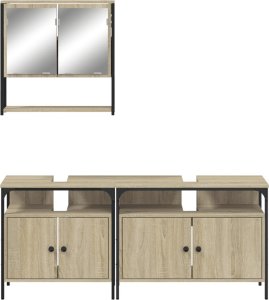 vidaXL vidaXL 3-cz. zestaw mebli łazienkowych, kolor dąb sonoma 5