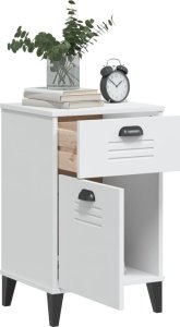 vidaXL Szafka nocna , biała, lite drewno sosnowe 4