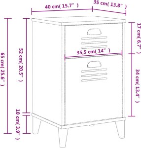 vidaXL Szafka nocna , biała, lite drewno sosnowe 10