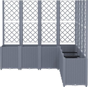 vidaXL Donica ogrodowa z kratką, szara, 160x160x140 cm, PP 3