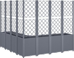 vidaXL Donica ogrodowa z kratką, szara, 160x160x140 cm, PP 5