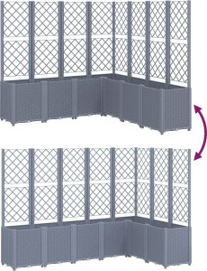 vidaXL Donica ogrodowa z kratką, szara, 160x160x140 cm, PP 6