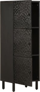 vidaXL Szafka, czarna, 40x33x110 cm, lite drewno mango 4