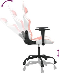 Fotel vidaXL vidaXL Fotel gamingowy, biało-różowy, sztuczna skóra 6