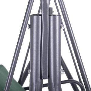 Springos Huśtawka ogrodowa z daszkiem, 3-osobowa metalowa z materacem i poduszkami zielona UNIWERSALNY 10