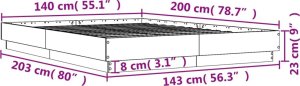 vidaXL vidaXL Rama łóżka, dąb sonoma, 140x200 cm, materiał drewnopochodny 9