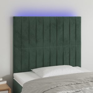 vidaXL Zagłówek do łóżka z LED, ciemnozielony, 90x5x118/128cm, aksamit 1