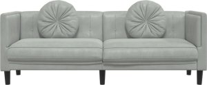 vidaXL vidaXL Sofa 3-osobowa z poduszkami, jasnoszara, aksamit 4