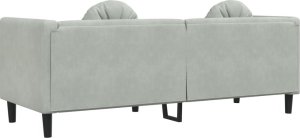 vidaXL vidaXL Sofa 3-osobowa z poduszkami, jasnoszara, aksamit 6