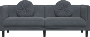 vidaXL vidaXL Sofa 3-osobowa z poduszkami, ciemnoszara, aksamit 4