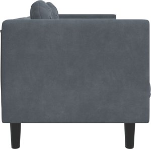 vidaXL vidaXL Sofa 3-osobowa z poduszkami, ciemnoszara, aksamit 5