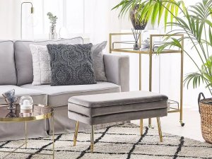 Beliani Ławka ze schowkiem do sypialni szara DURHAM 9