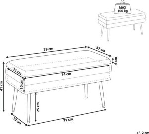 Beliani Ławka ze schowkiem do sypialni szara DURHAM 10