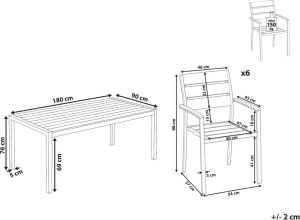 Beliani Zestaw ogrodowy stół i 6 krzeseł czarny VERNIO 10