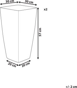 Beliani Zestaw 2 doniczek 30 x 30 x 57 cm biały MODI 3