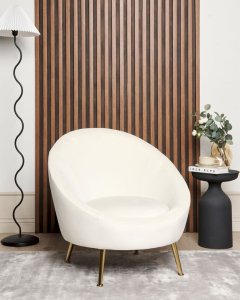 Beliani Fotel welurowy biały LANGA 2