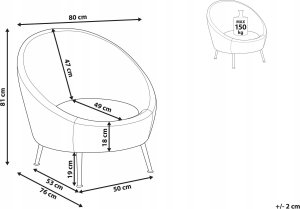 Beliani Fotel welurowy biały LANGA 9