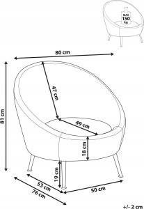 Beliani Fotel welurowy biały LANGA 10