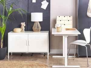 Beliani Szafka dwudrzwiowa metalowa biała URIA 20