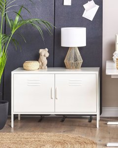 Beliani Szafka dwudrzwiowa metalowa biała URIA 2