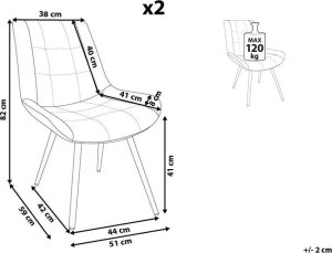 Beliani Zestaw 2 krzeseł do jadalni welurowy szary MELROSE 11