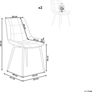 Beliani Zestaw 2 krzeseł do jadalni welurowy szary MELROSE 9