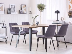 Beliani Zestaw 2 krzeseł do jadalni welurowy szary MELROSE 10
