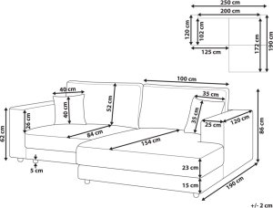 Beliani Narożnik 3-osobowy lewostronny biały LOFOTEN 10