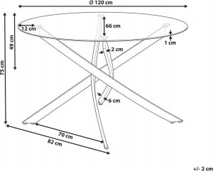 Beliani Stół do jadalni okrągły szklany 120 cm złoty MARAMO 3