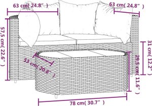 vidaXL 3-cz. zestaw wypoczynkowy do ogrodu, poduszki, brąz, polirattan 11