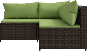 vidaXL 3-cz. zestaw wypoczynkowy do ogrodu, poduszki, brąz, polirattan 3