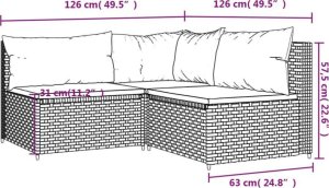 vidaXL 3-cz. zestaw wypoczynkowy do ogrodu, poduszki, brąz, polirattan 9