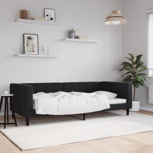 vidaXL Sofa z funkcją spania, czarna, 90x200 cm, obita aksamitem Lumarko! 1