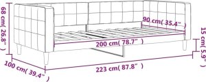 vidaXL Sofa z funkcją spania, czarna, 90x200 cm, obita aksamitem 8