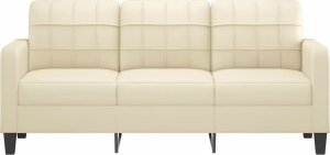 vidaXL 3-osobowa sofa, kremowa, 180 cm, sztuczna skóra 3