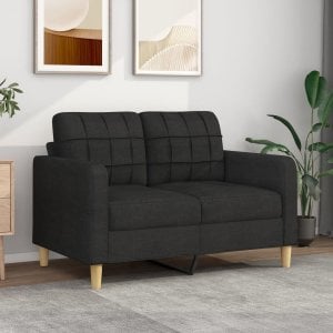 vidaXL Sofa 2-osobowa, czarna, 120 cm, tapicerowana tkaniną Lumarko! 1