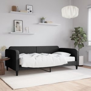 vidaXL Sofa z materacem do spania, czarna, 100x200 cm, tkanina Lumarko! 1