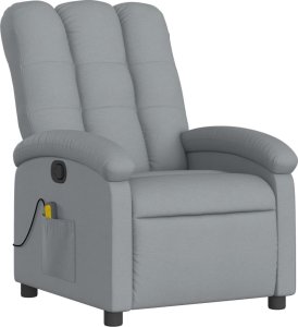 vidaXL Rozkładany fotel masujący, jasnoszary, obity tkaniną 3