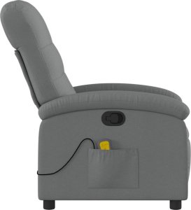 vidaXL Rozkładany fotel masujący, ciemnoszary, obity tkaniną 5