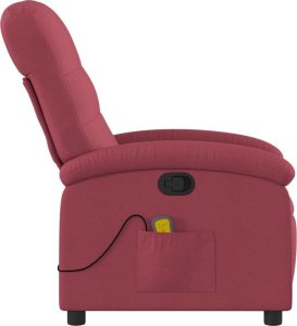 vidaXL Rozkładany fotel masujący, winna czerwień, obity tkaniną 5