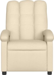 vidaXL Rozkładany fotel masujący, kremowy, obity tkaniną 4